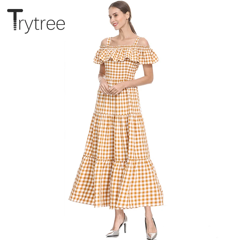 Trytree летнее плиссированное платье с вырезом лодочкой повседневное полиэфирное