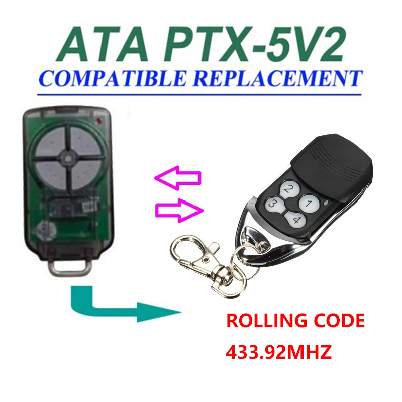 

ATA PTX5V2 4 button 433.92mhz Rolling code garage door replacement remote control transmitter FREE SHIPPING