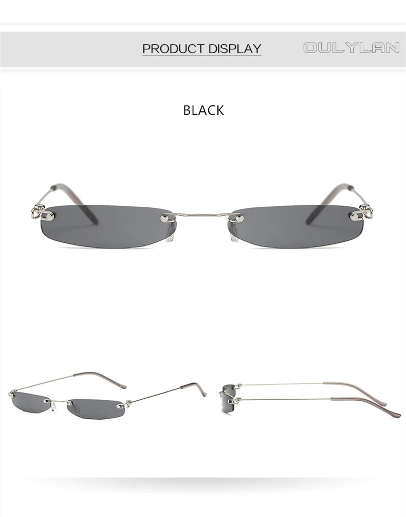 Oulylan, женские, мужские солнцезащитные очки, маленькие, узкие, солнцезащитные очки, Ретро стиль, прямоугольные, брендовые, дизайнерские, женские, без оправы, ультралегкие, UV400, очки