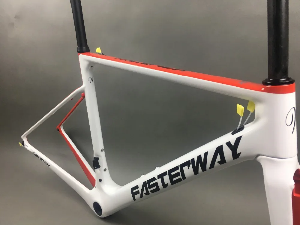 Sale white red with black  FASTERWAY classic carbon road frameset UD weave carbon bike frame:Frameset+Seatpost+Fork+Clamp+Headset 101