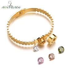 Nextvance-Pulseras de Zirconia cúbica intercambiables, brazaletes abiertos de tres tonos, para regalo de aniversario