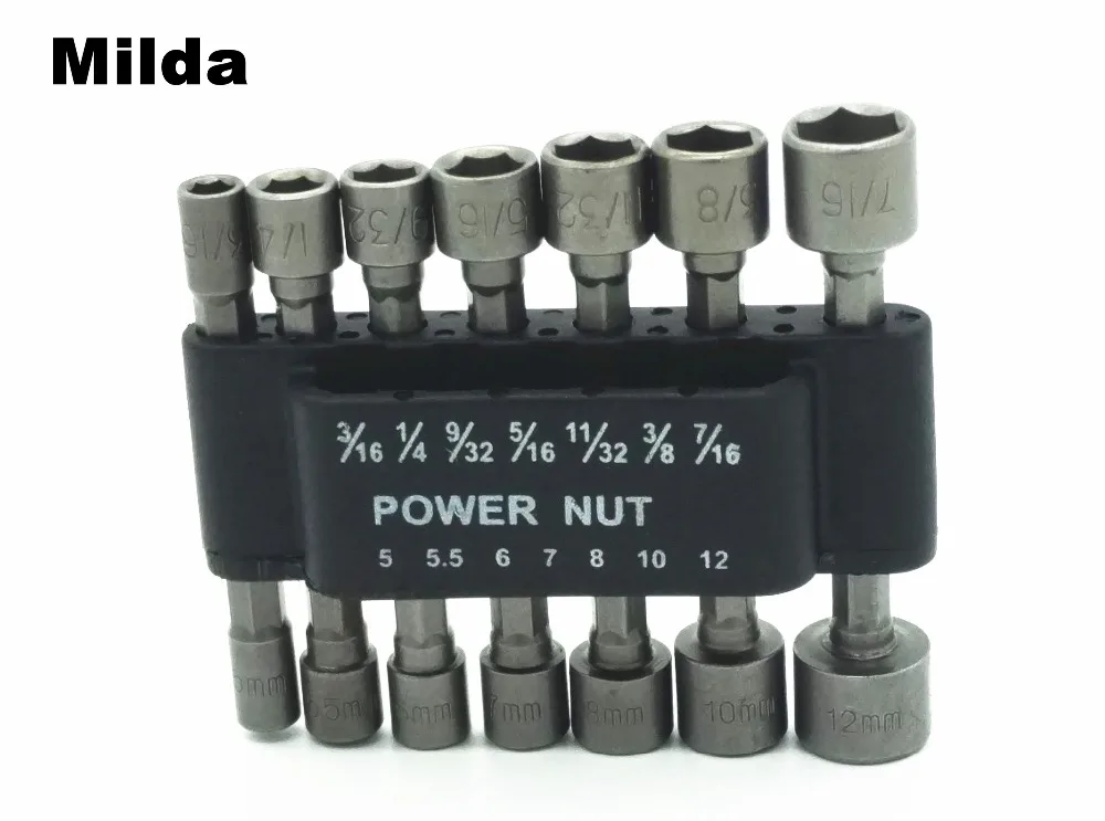 Milda 14pcs/set Hex small Socket Sleeve Nozzles Nut Driver Set Drill