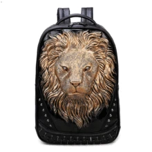 2017 New Edgy Cartoon Lion Printing Backpack Men High Quality PU School Bag Japan And Korean Style Fashion Rivet Travel Bag 2017 New Edgy Cartoon Lion Printing Backpack Men High Quality PU School Bag Japan And Korean Style Fashion Rivet Travel Bag