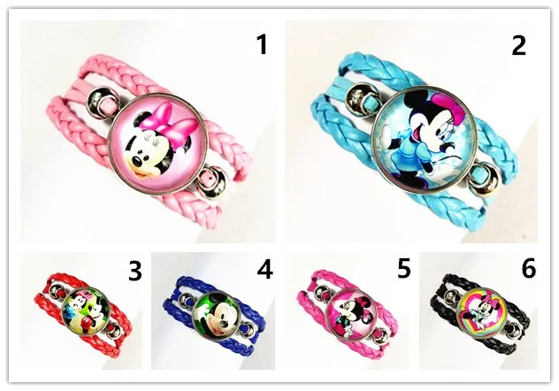 24 шт.(смешанные модели) мультфильм прекрасный Маус Минни Браслеты для детей девочек браслет ручной работы сеть ювелирных