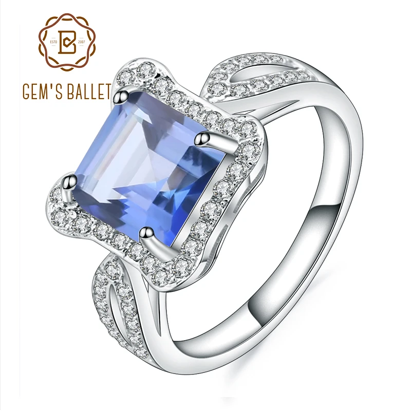 Gem's Ballet 2.2Ct Natural Iolite Blue Mystic Quartz Gemstone Ring 925 Sterling Silver For Women Engagement Rings Fine Jewelry |