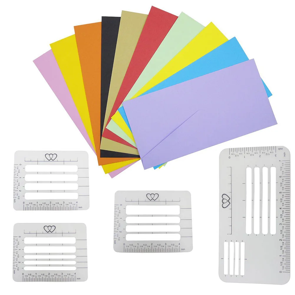 

4Pcs Envelope Diary Transparent Craft Stencil Set Invitation Addressing Guide Templates Rulers Notebook Handwriting Practice