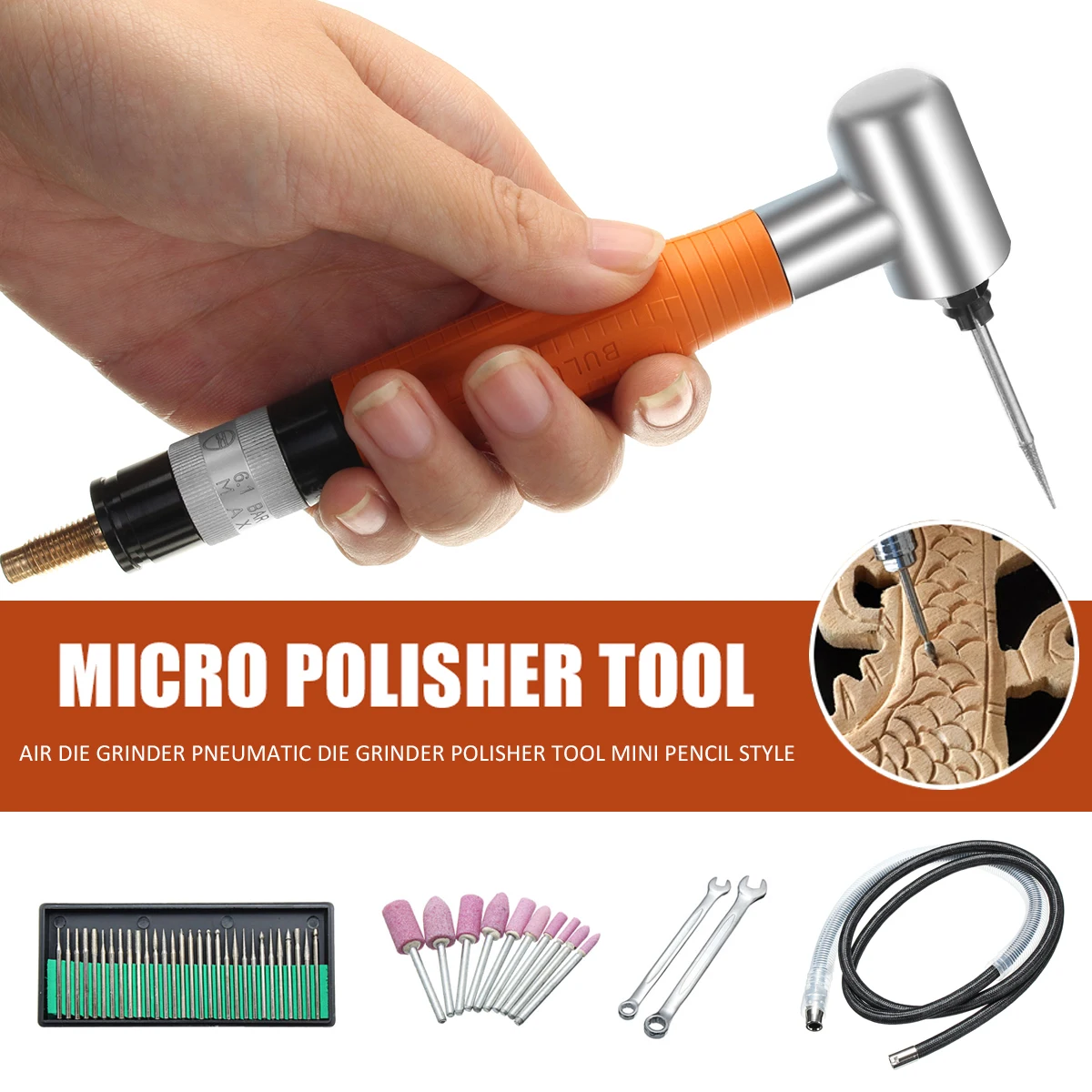 Doersupp High Speed 90 Degree Air Micro Die Angle Grinder 3mm Mini Engraving Pneumatic Polishing