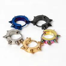 Новая мода титановая сталь панк заклепки серьги шип обод кольцо Huggie пирсинг серьги для женщин мужчин классные серьги