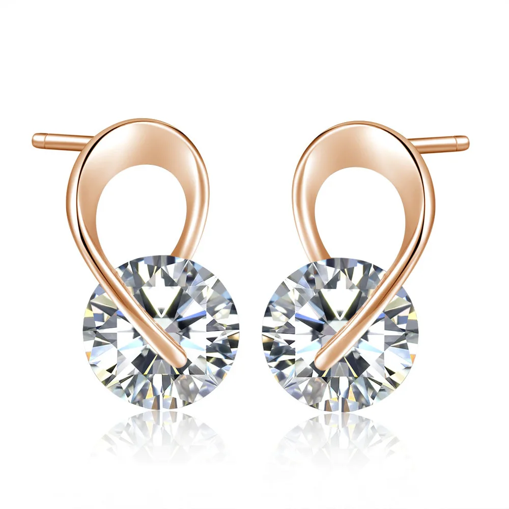 1pair new trendy Women's chic Round Crystal Zircon Stud Earrings cheap