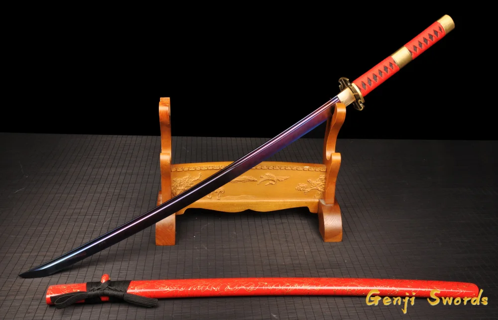 Hand Forged Full Tang Japanese Samurai Sword Red 1060 high Carbon Steel Blade Real Katana Sharp Edge