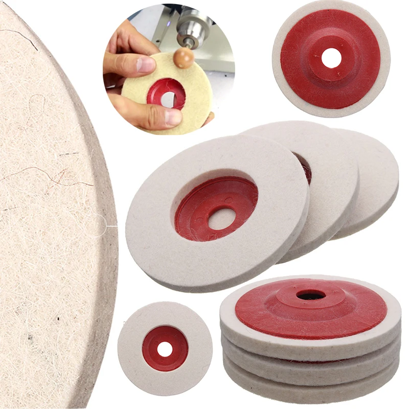 DWZ 3PCS 4'' 100mm Wool Buffing Angle Wheel Grinder Felt Polishing Disc Pad Set