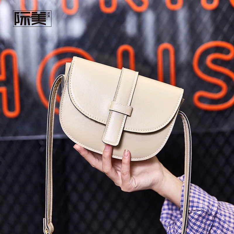 

New Fashion Women Semi-circle Handbag Cover Solid Color Vintage Casual Saddle Bags Designer High Quality Messenger Bag