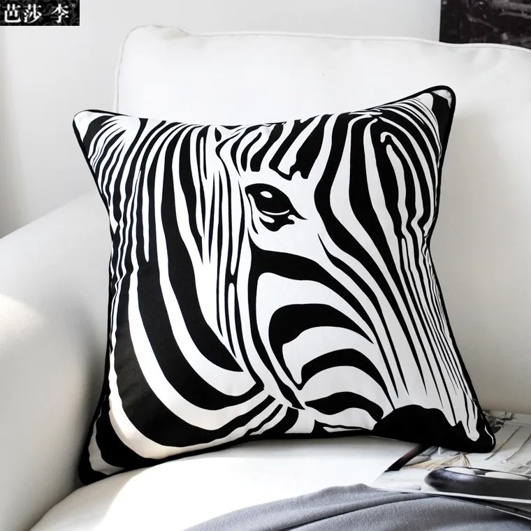 Buy Black White Zebra Cushion Cover Puzzel Pillow Decorative Cotton Pillowcases