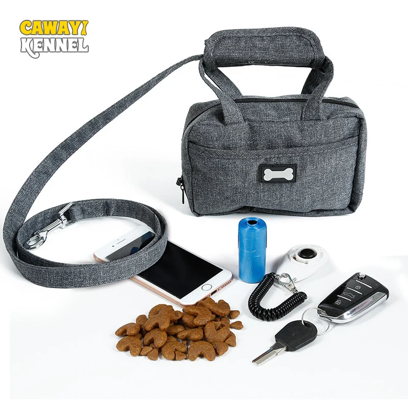 

CAWAYI KENNEL Pet Dog Leash Bag Dog Walking Leash with Functional Carrier Bag Set for Poopbag or Treat Bag Out Storage Bag D1532