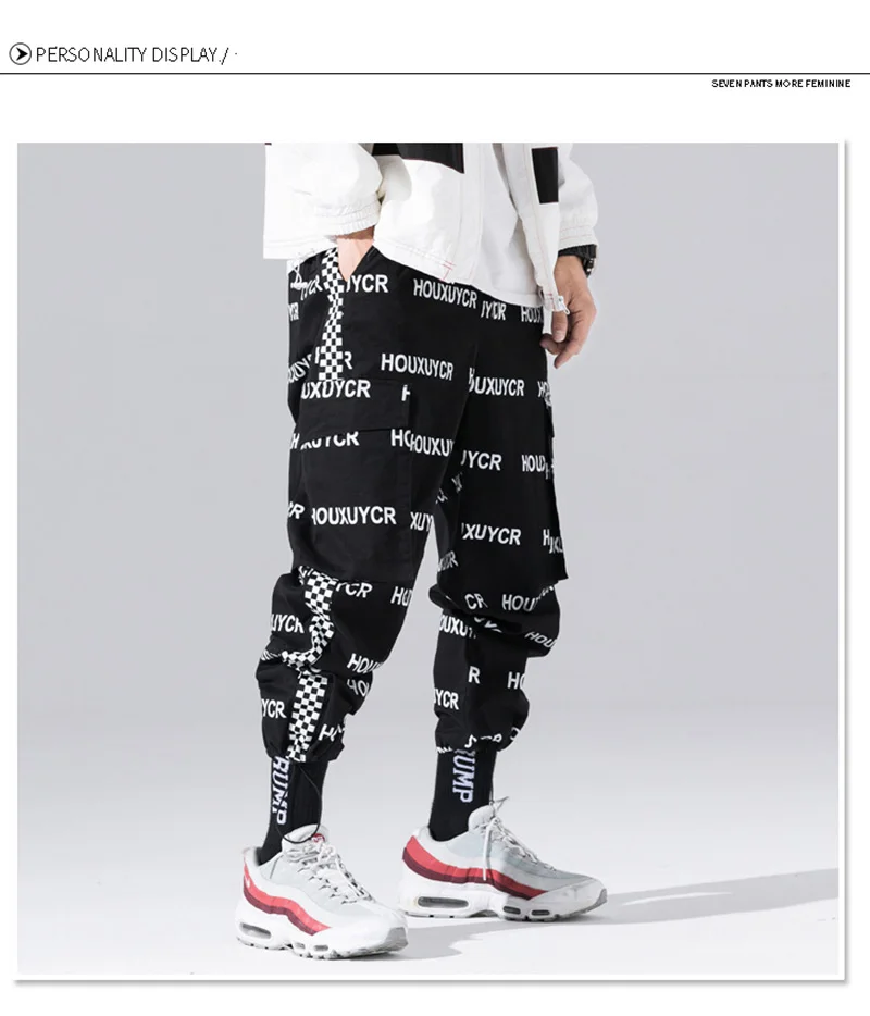 Харадзюку японский стиль с буквенным принтом модные мужские брюки для бега хип-хоп Осенние повседневные мужские шаровары стиль сафари