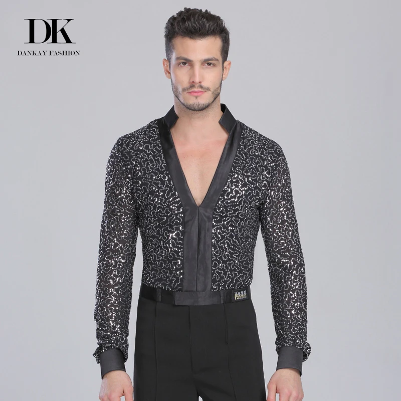 Buy Men's Latin Dance Top Shirt For Ballroom Dancing