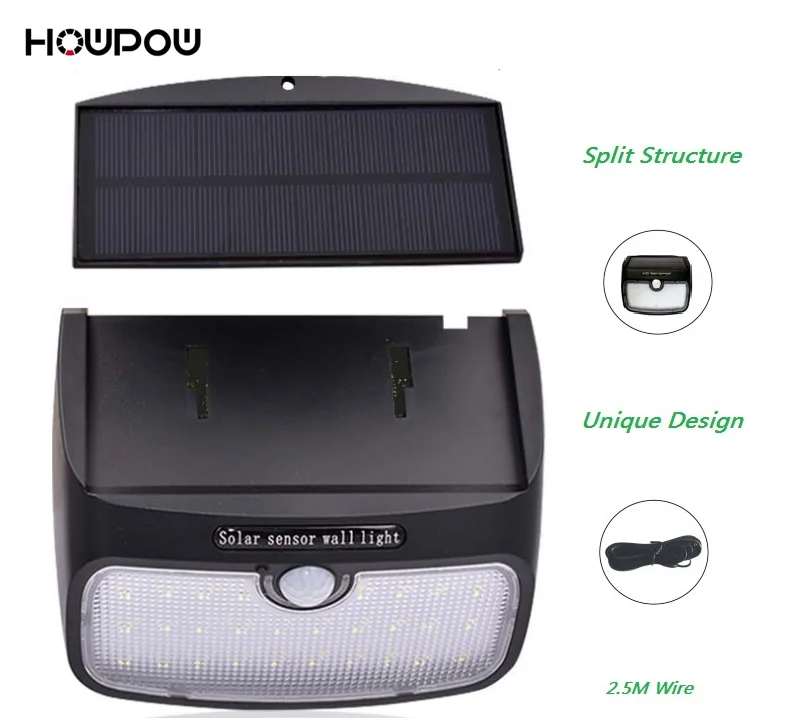 

HOWPOW Separable 48LEDs PIR Motion Sensor Solar Garden light Bulbs Waterproof Solar Outdoor Wall light Security Night lamp