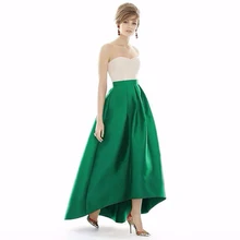 Элегантная зеленая Высокая Низкая Женская юбка длиной до пола Асимметричная Soild женская одежда saia longa джинсовые юбки на заказ