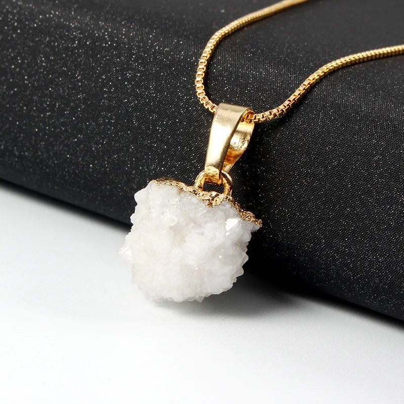 

BELLAHYDIARY Bijoux Gold Color Natural White Stone Necklaces Pendant Choker Collar Snake Chain Necklace Women Jewelry Joyas 2019