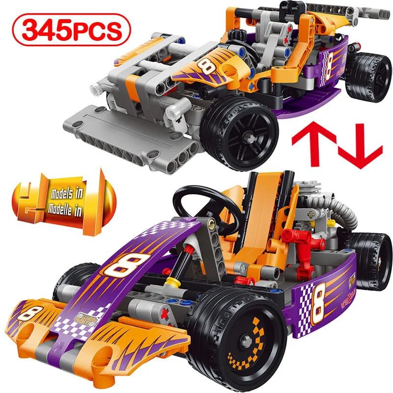 

345Pcs Trans Formable Model Building Block Sets DIY Self-Locking Bricks Compatible With Legoinglys Technic Go Kart