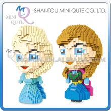 Full Set 2pcs Mini Qute Kawaii WISE HAWK anna elsa plastic building blocks Anime cartoon action figures model educational toy