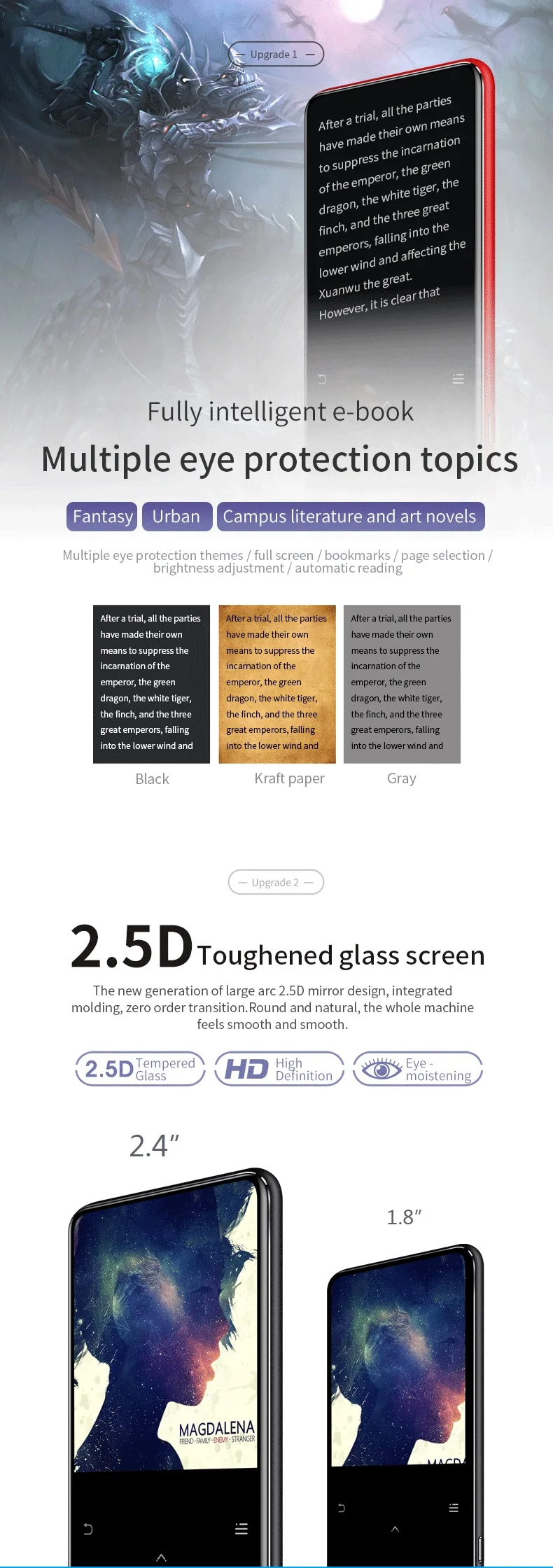 IQQ C6 2.4 inch Screen MP4 Player Bluetooth 8G Hifi Touch Button E-book FM Radio Video Reproductor MP4 with Speaker Earphone (5)