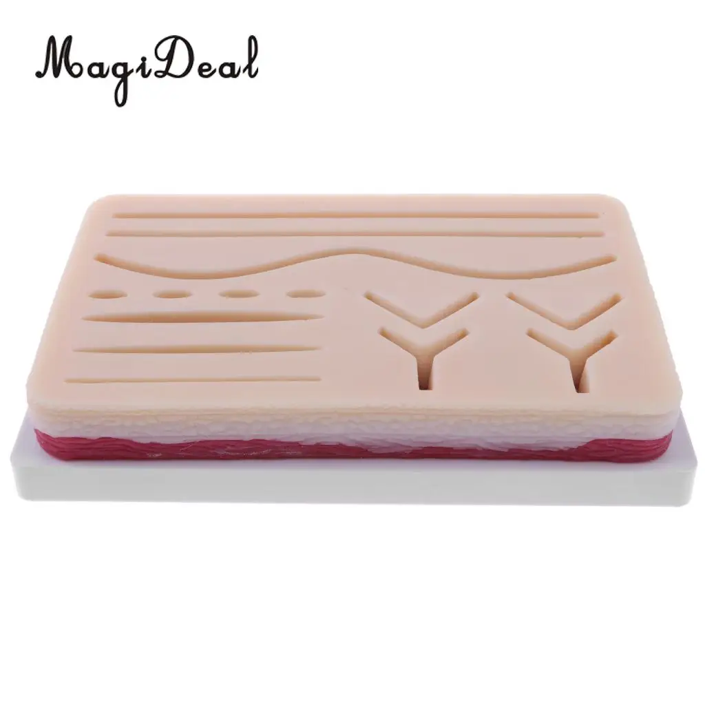MagiDeal Human Skin Wound Suture Pad Model Suturing Practice Training Kit for Lab Supplies School Teaching Medical Study Aid