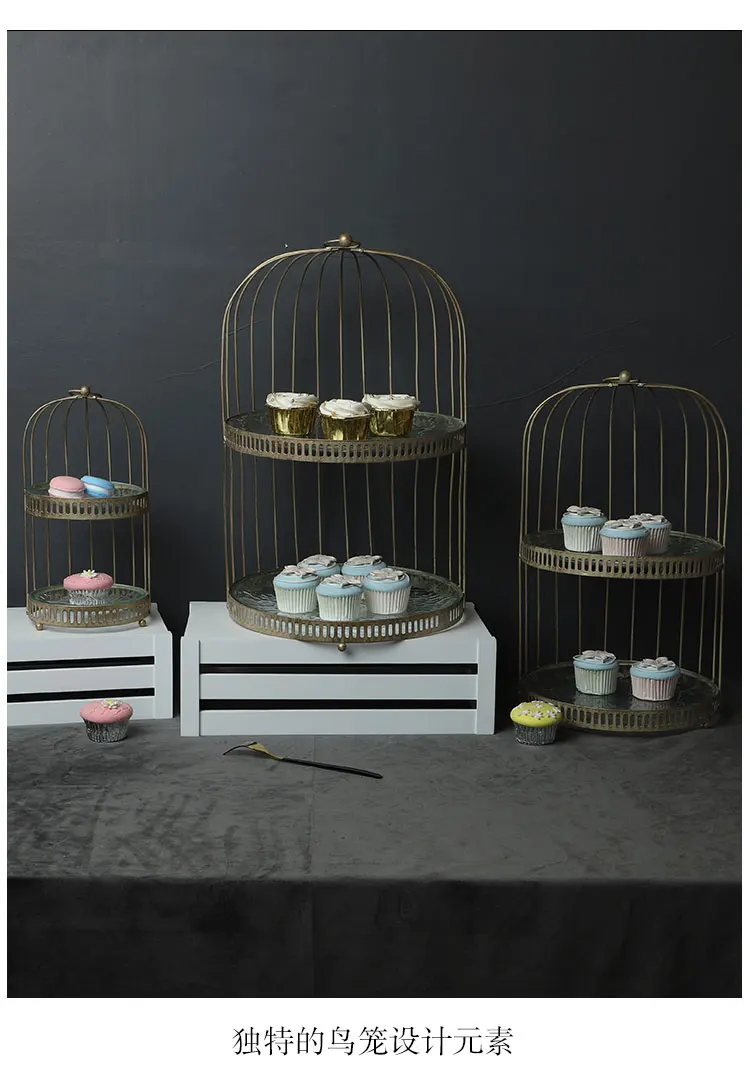 Европейский десертный стол с железной птичьей клеткой, стойка для торта, буфет, стеклянная витрина, тарелка для послеобеденного чая, dim sum, чайная тарелка