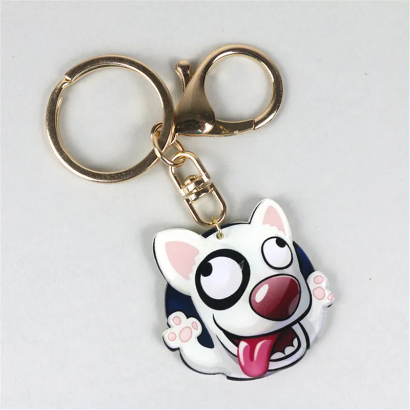 Fashion Jewelry Pet Keychain Photo Cute dog parts glass convex photo keychain acrylic metal chain keychain fashion accessories