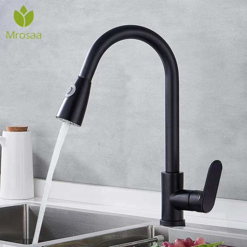 NEW Brushed Nickel Mixer Faucet Single Hole Pull Out Spout Kitchen Sink Tap Stream Sprayer Head Chrome/Black | Обустройство дома