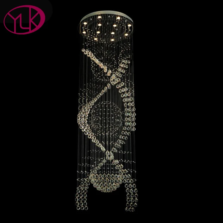 

Youlaike Luxury Modern Crystal Chandelier Double Spiral Hanging Lighting Fixture Long Staircase LED Lustres De Cristal