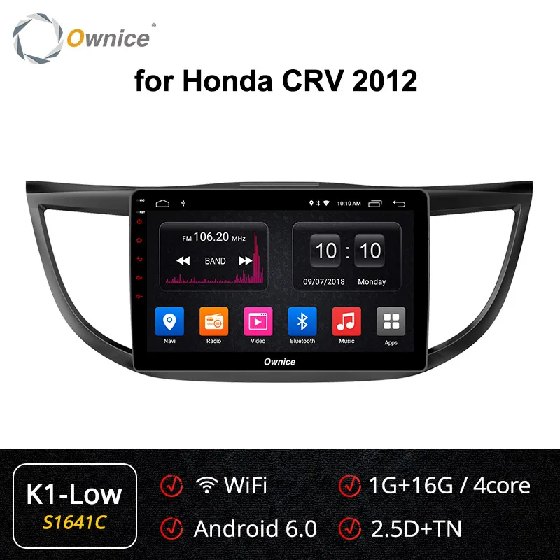 Ownice K3 K5 K6 2DIN Android 9,0 автомобильный проигрыватель с радио и GPS для Honda CRV 2012 2013 W/8 ядро 360 панорама DSP 4 аппарат не привязан к оператору сотовой связи - Цвет: S1641 K1-Low