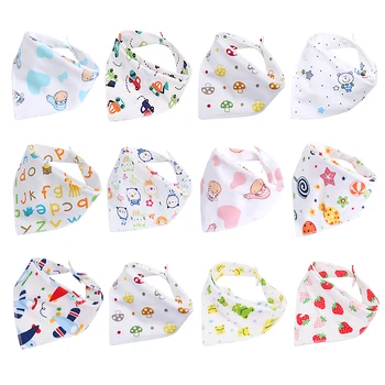 

30pcs/lot Organic Cotton Double Layers Kids Baby Bibs Towel Bandanas Triangle Burp Saliva Infant Toddler Bandana Scarf