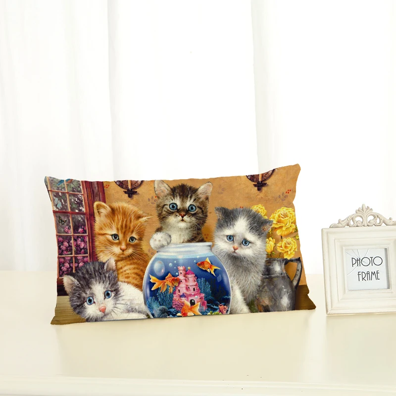 Высокое качество милый кот Домашняя одежда поясничная подушка стул наволочка мягкий чехол для подушки Cojines Almofadas хлопок лен квадратный 30x50