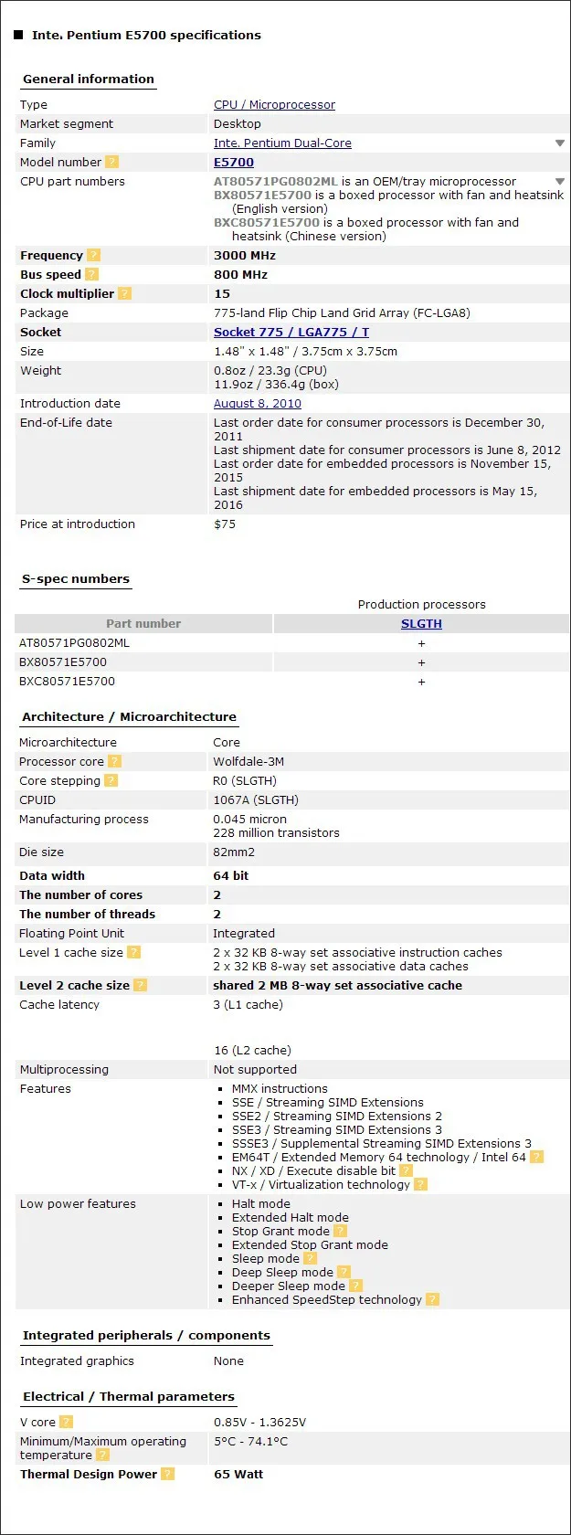 Двухъядерный процессор Intel Pentium E5700 cpu(3,0 ГГц/2 м/800 ГГц) Socket 775