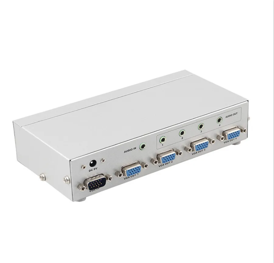 Free Shipping MT-VIKI 350Mhz 4 Port VGA Video Audio Splitter Distributor 1 input to 4 Output support widescreen Maituo 3504AV