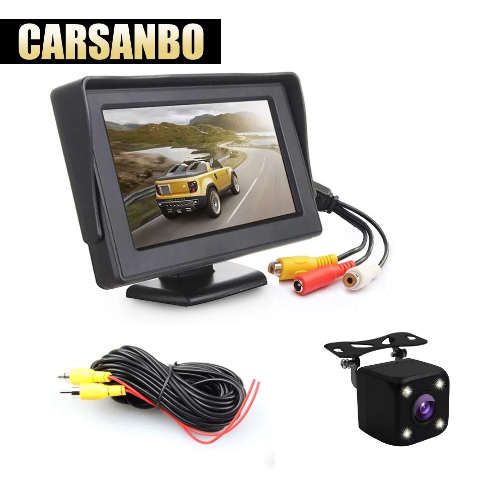 

HD 2 In 1 Car Parking System Kit 4.3" TFT LCD Color Rearview Display Monitor + Waterproof Reversing Backup Rear View Camera