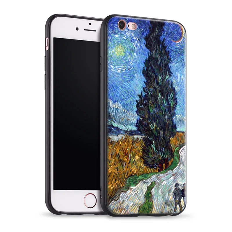 

Van Gogh Road with Cypress and Star Tpu Soft Silicone Phone Case For Apple iPhone 5 5s Se 6 6s 7 8 Plus X XR XS MAX