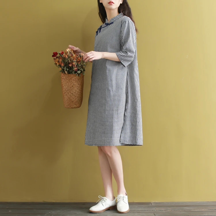 Женское льняное хлопковое китайское платье cheongsam qipao, короткое китайское элегантное платье, женское атласное платье Qipao