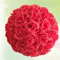 "(20 см) мята зеленые цветы шар Шелковая Роза украшение для свадьбы целующиеся шары Pomanders мята искусственный цветок шар украшения - Цвет: Bright Red