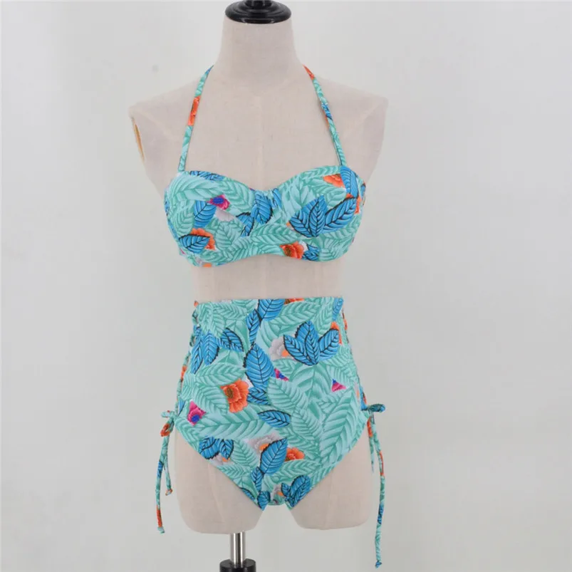 Women's Print Swimwear Sexy Two-Piece Swimwear Swimsuit Bikini Swimsuit Beachwear Off shoulder swimsuit Bra set R22 (3)