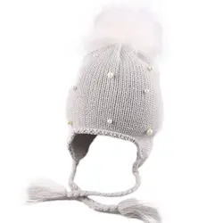 Новое поступление, милые детские шапочки для малышей, детские шапки, вязаные крючком зимний теплый вязаный головной убор, шапочка для