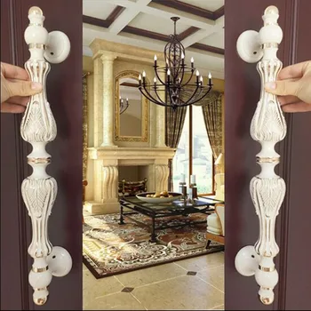 

430mm fashion big gate door handles ivory white glass door handles white gold wood door pulls Europe style door handles fittings