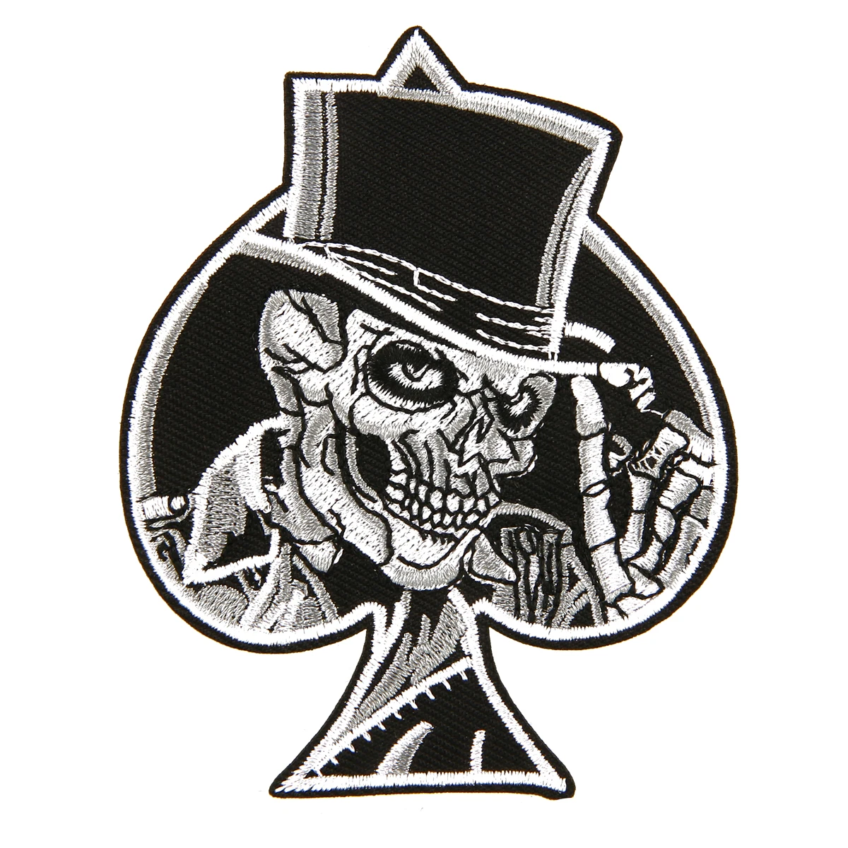1pc Heart Skull Punk Iron On Patch Embroidered Sew On Badge Fabric Stylish Cool Ornament for Decorating T-shirt Hat Sweater