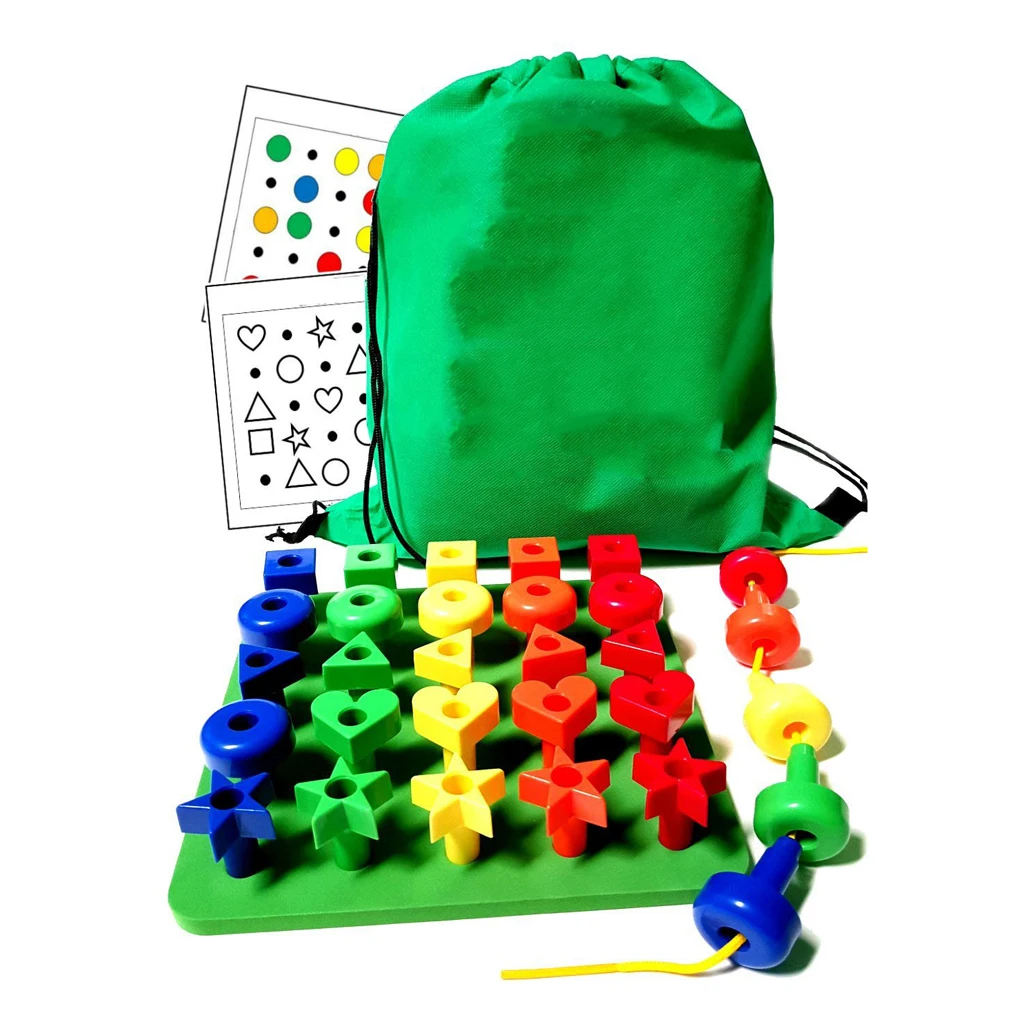 30Pcs Tall Stackers Peg Board Fine Motor Skills Occupational Therapy Games 