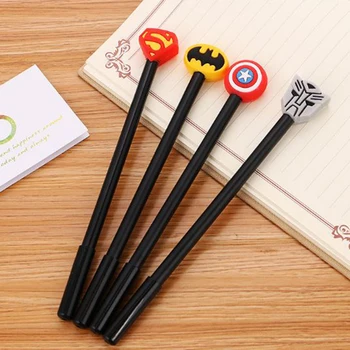 

4 Pcs/set New Superhero Black Gel Ink Pen Superman Captain America Super Heros Signature Pen