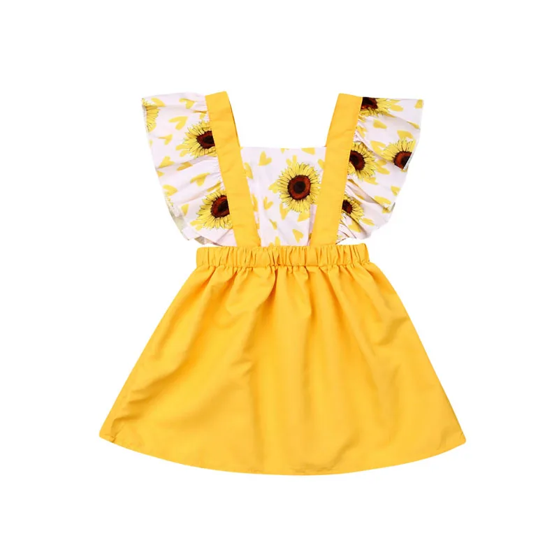 

Focusnorm Fashion Lovely Kids Baby Girl Dress Newborn Print Sunflower Tutu Dress Outfits Clothes Sunsuit
