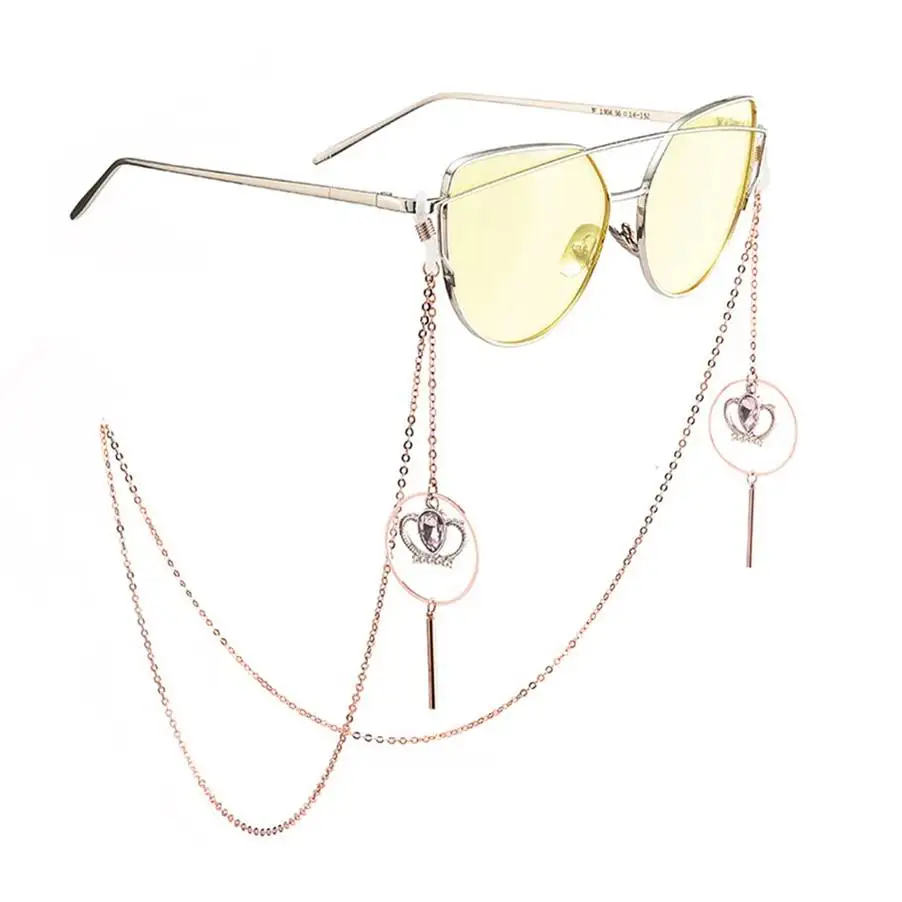

Anti-skid Eye glass Chain Lanyard Women Crown Pendant Sunglasses Reading Glasses Strap cord choker chain Eyewear Accessories