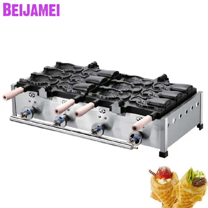 

BEIJAMEI gas ice cream open mouth fish shape waffle maker machine/LPG commercial taiyaki making maker price