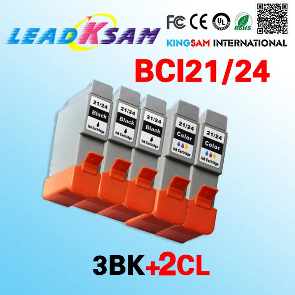 5x Compatible ink cartridge BCI 21 BCI 24 replace For Canon BCI21 BCI24 PIXMA iP1000/iP1500